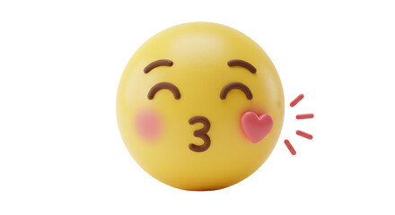 Fototapeta premium Isolated Kissing Emoji Face with Heart Cheek Icon