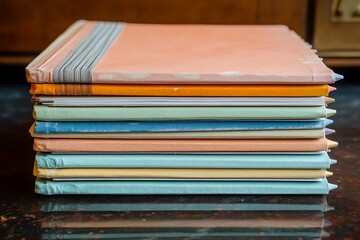 Stack Of Notebooks Pencils And Erasers Neatly Arranged On A Desk