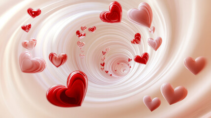 Fototapeta premium Elegant abstract design featuring hearts in a spiral pattern on a soft neutral background