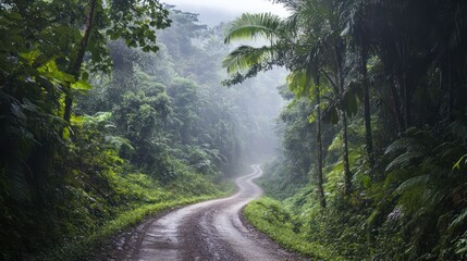 Forest path in tropical jungle