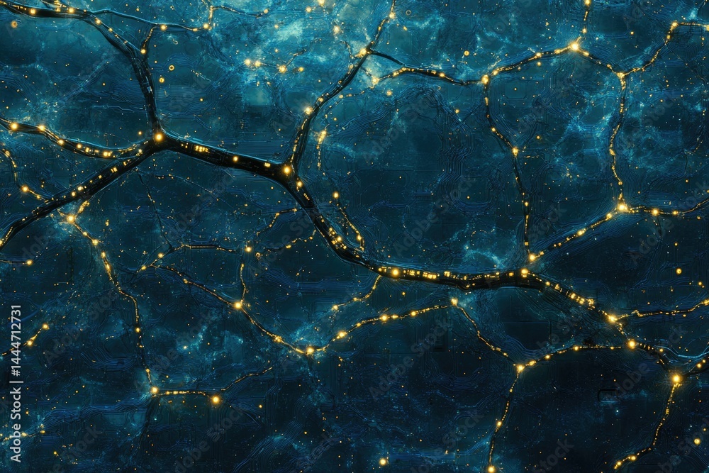 Aufkleber Abstract image depicting a network of glowing pathways resembling a futuristic cityscape or neural network.