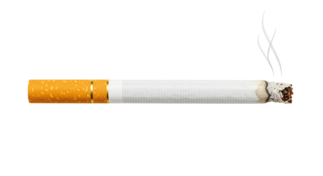 Isolated Lit Cigarette with Smoke