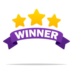 Winner ribbon banner with stars vector isolated illustration