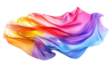 Big waving LGBT flag banner isolated on white showing pride freedom and unity in vibrant colors