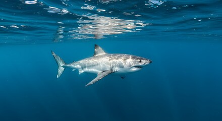 Great White Shark Swimming Underwater