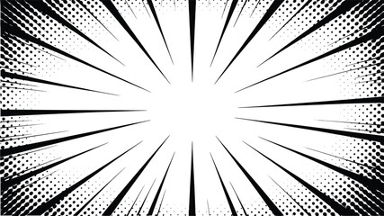 Obraz premium Comic book style background with speed lines and halftone effects vector illustration
