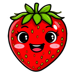 Obraz premium Cute smiling strawberry character with vibrant colors 