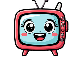 Naklejka premium Cute cartoon television smiling with big eyes on a white background 