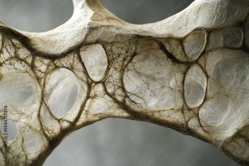 Poster Intricate web-like structure with holes and a delicate, translucent texture.