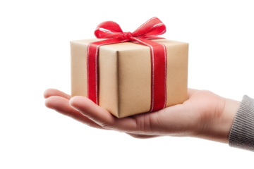 Gift giving action hand image indoor close-up