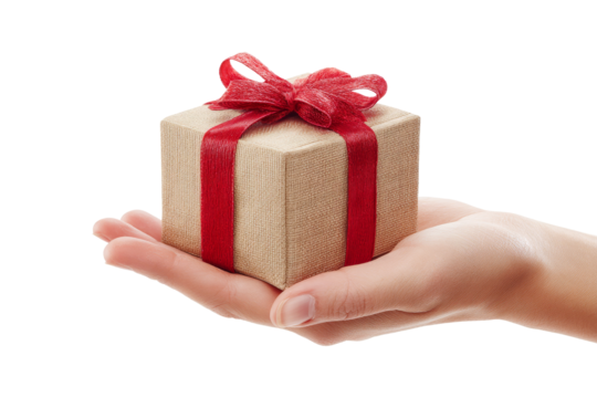 Gift giving hand close-up minimalist style