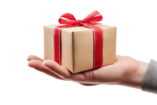 Gift giving action hand image indoor close-up