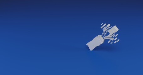 Isolated realistic white champagne opening symbol with shadow. Located on the right side of the scene. 3d illustration on transparent background