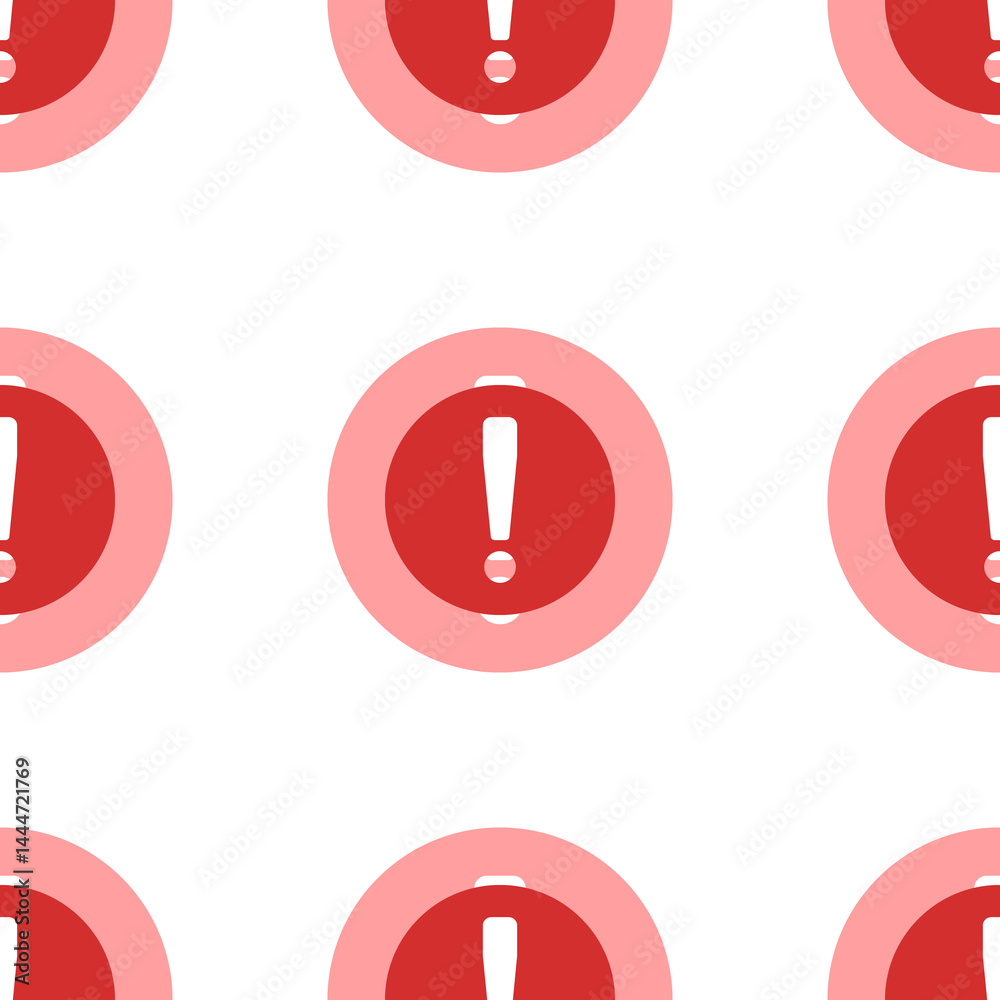 Poster seamless pattern of large isolated red attention symbols. the elements are evenly spaced. illustrati