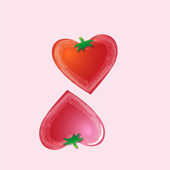 Two heart-shaped objects resembling strawberries
