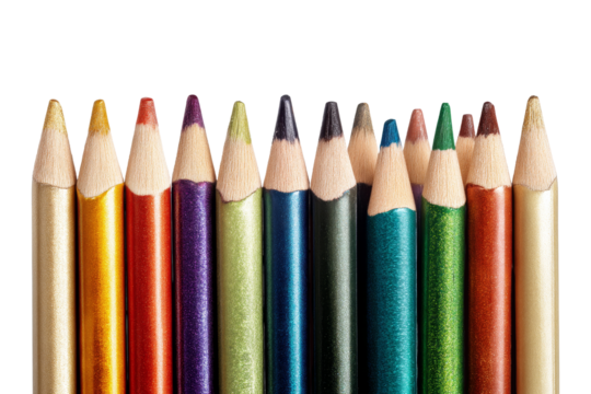 Studio photography of colorful pencil tips
