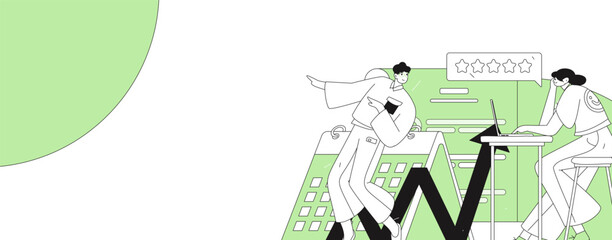 Virtual characters social communication concept business flat vector hand drawn illustration
