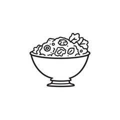Elegant Line Art Representation of Waldorf Salad Dish