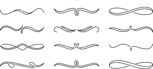 Decorative flourishes vector set swirls dividers and design elements for graphic design