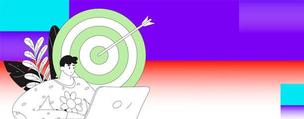 Obraz premium Virtual characters social communication concept business flat vector hand drawn illustration 