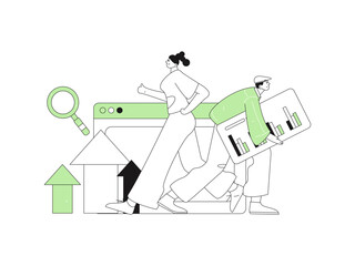 Virtual characters social communication concept business flat vector hand drawn illustration
