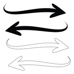 Curvy arrows illustration showing directions in black and white,simple design elements