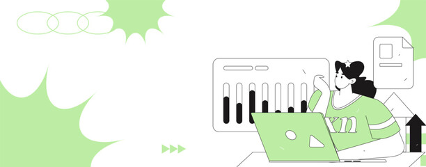 Virtual characters social communication concept business flat vector hand drawn illustration
