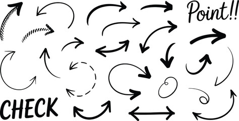 Hand drawn arrows vector set directional elements doodle style navigation indicators