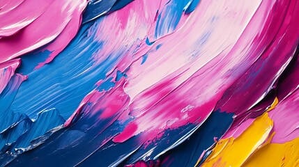 Vibrant Close Up of Colorful Abstract Painting Showcasing Bold Brushstrokes and Rich Textured Layers