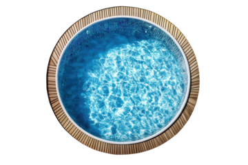 Circular above ground pool design isolated on white background ideal for outdoor recreation or product advertising