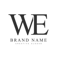 WE trendy logotype template. Initial letter w and e classic font style. Creative logo for company name or identity.