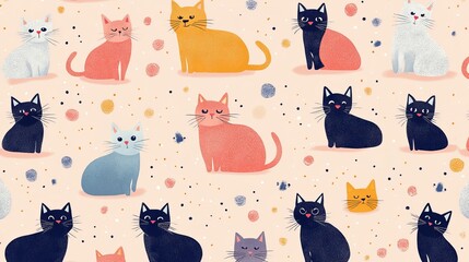 Playful Group of Colorful Cats Relaxing Together in a Cozy Indoor Setting with Bright Natural Light