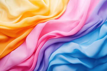 Obraz premium Abstract background with texture of thin wavy fabric of different colors.