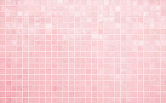Pink tile wall chequered background bathroom floor texture. Ceramic wall and floor tiles mosaic background in bathroom and kitchen clean. Pool design pattern geometric with grid wallpaper decoration.