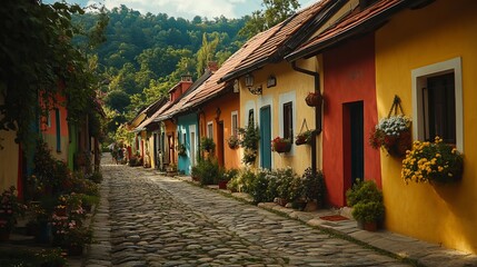Charming Cobb Road Winding Through Lush Green Fields Under Bright Blue Sky Evoking Peaceful Countryside