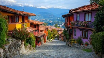 Charming Cobb Road Surrounded by Lush Greenery and Rustic Fences Evoking a Sense of Peaceful Serenity