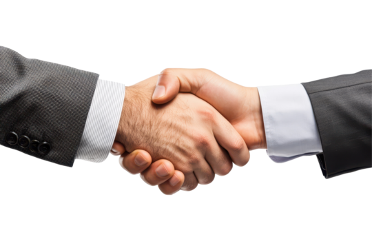 Business handshake PNG image with transparent background perfect for partnership teamwork and corporate design concepts
