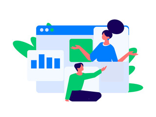 Virtual characters social communication concept business flat vector hand drawn illustration
