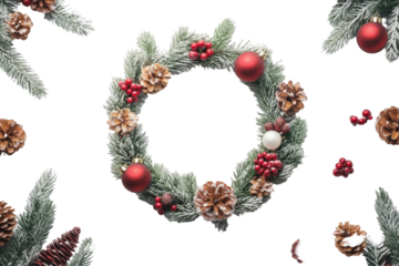 Decorative Christmas wreath illustration in PNG format great for winter celebrations and New Year promotions