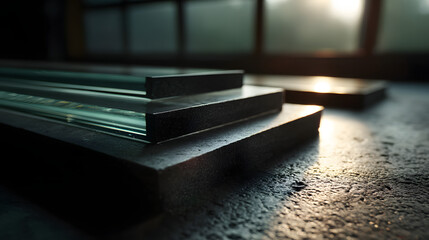 Close up on glass plates