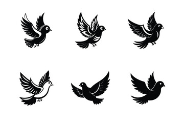 Obraz premium cute dove, silhouette vector art illustration