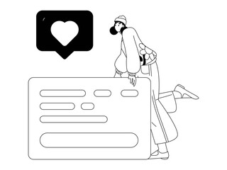 Virtual characters social communication concept business flat vector hand drawn illustration
