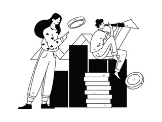 Virtual characters social communication concept business flat vector hand drawn illustration
