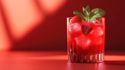 Red cocktail in glass