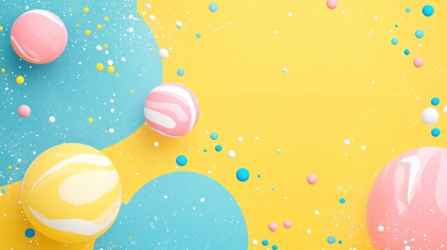 Pastel spheres and confetti