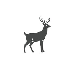 Silhouette of a Majestic Deer: A striking silhouette of a deer, showcasing its elegant antlers against a pristine backdrop. 