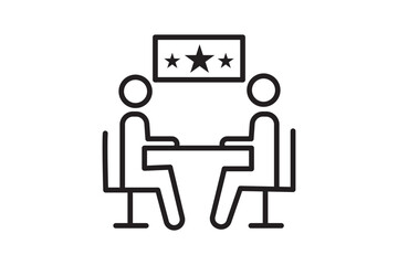  conference room, roundtable discussion, screen share icon, calendar invite, team presentation, meeting agenda, talking points, follow-up note. set of line style