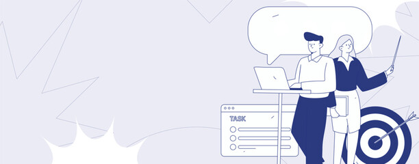 Virtual characters social communication concept business flat vector hand drawn illustration
