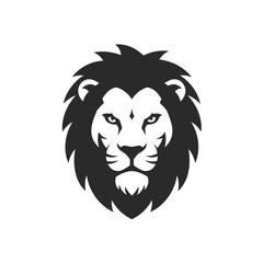 Obraz premium Regal Lion: A striking emblem of the majestic lion, embodying strength and courage, is presented in a minimalist, timeless aesthetic.