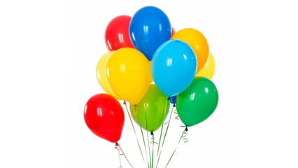 Selbstklebende Fototapeten Ballon  brightly colored balloons in red, blue, yellow, and green isolated on transparent background  © Hanna